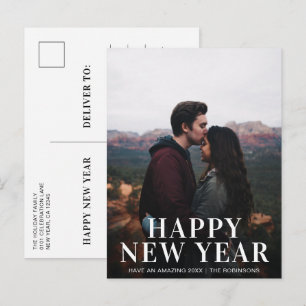 Eenvoudige Gelukkige Nieuwjaarsfoto Modern Feestdagenkaart