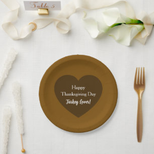 Eenvoudige Gelukkige Thanksgiving Day Kalkoenliefh Papieren Bordje