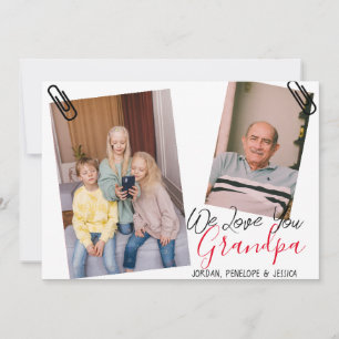 eenvoudige Gelukkige Vaderdag, opa twee foto Feestdagenkaart