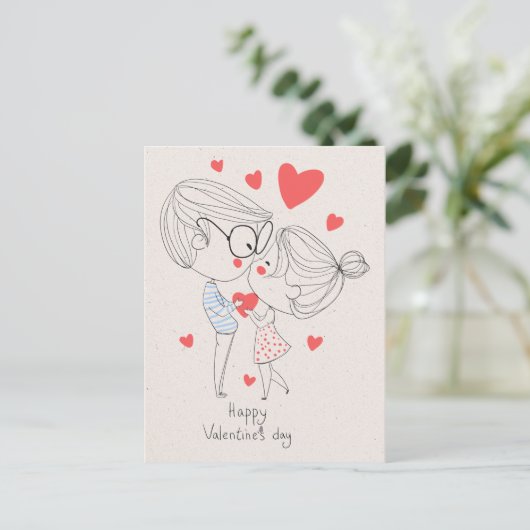 Eenvoudige gelukkige Valentijnsdag! Briefkaart (Staand voorkant)