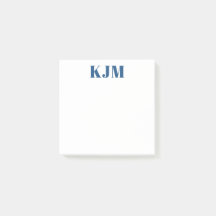 Eenvoudige gemonogrammeerde marineblauwe Postit
