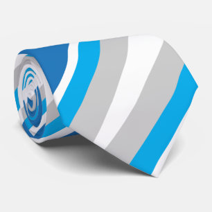 Eenvoudige geometrische blauwe en grijze strepen stropdas