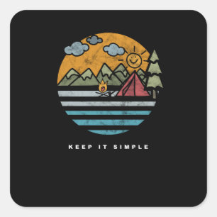 Eenvoudige geometrische lijnengeometrie behouden vierkante sticker