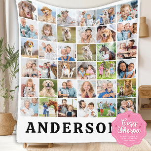 Eenvoudige gepersonaliseerde 36 foto's collage Sch Sherpa Deken