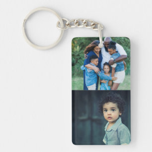 Eenvoudige Gepersonaliseerde Familiefotocollage Sleutelhanger