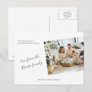 Eenvoudige gepersonaliseerde foto Kerstvakantie Briefkaart
