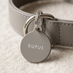 Eenvoudige Gepersonaliseerde Hondennaam Beige Wit Huisdierpenning