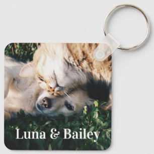 Eenvoudige Gepersonaliseerde Pet 2 foto's Sleutelhanger