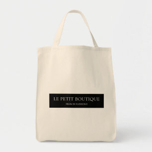 Eenvoudige gepersonaliseerde zwart-wit winkelnaam tote bag