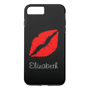 Eenvoudige gepersonaliseerde zwarte rode lippen iPhone 8 plus / 7 plus hoesje