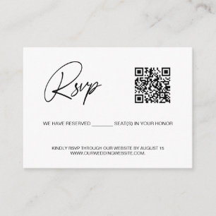 Eenvoudige gereserveerde zitplaats QR CODE RSVP tr Informatiekaartje