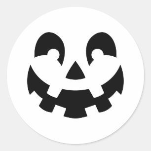 Eenvoudige Gesneden Pompoen Gezicht Silhouet Hallo Ronde Sticker