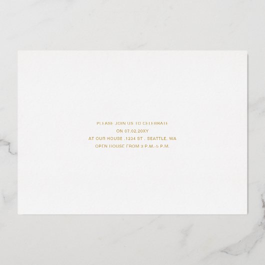 Eenvoudige gespleten Gold Script Photo Afstuderen Folie Uitnodiging (Achterkant)