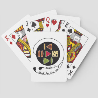 Eenvoudige gestileerde muziekspeler met voedselico pokerkaarten