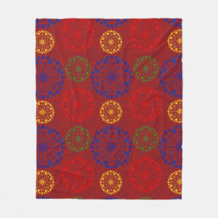 Eenvoudige getextureerde besneeuwde mandala fleece deken