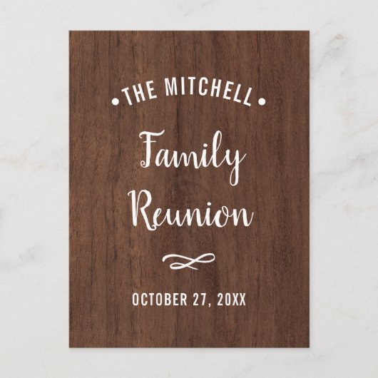 Eenvoudige gezinshereniging | Rustige houtlook Uitnodiging Briefkaart (Voorkant)