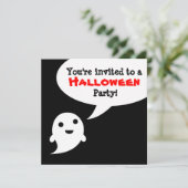 Eenvoudige Ghost-speech bubble Halloween Invitatio Kaart (Staand voorkant)