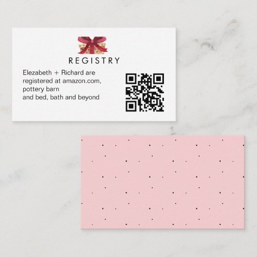 Eenvoudige Gift Registry voor Baby QR Code Kaart I (Voorkant / Achterkant)