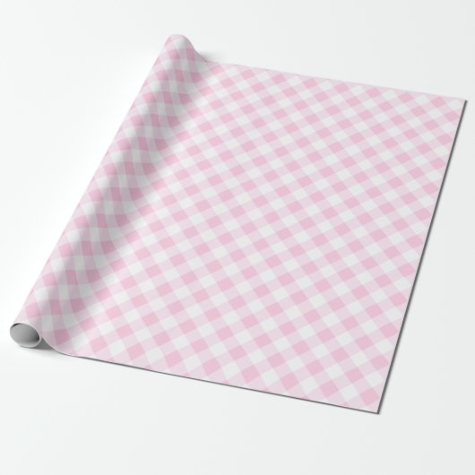 Eenvoudige Gingham Wrapping papier pastel roze (Uitgerold)