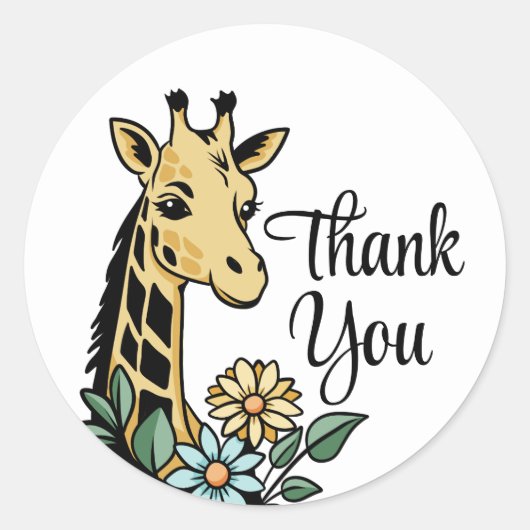 Eenvoudige Giraffe dank u Ronde Sticker (Voorkant)