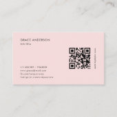 Eenvoudige Girly Roze Vrouwelijke QR Code Sociale Visitekaartje (Voorkant)