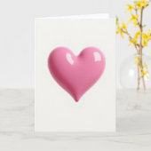 Eenvoudige Glanzende Roze Hartkaart Kaart (Gele Bloem)