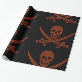 Eenvoudige glimlach Pirate Skull met gekruiste zwa Cadeaupapier