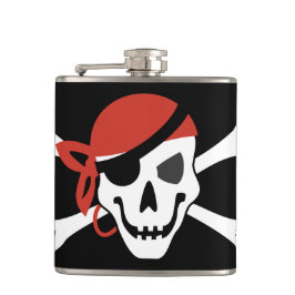 Eenvoudige glimlach Pirate Skull met Red Bandanna Heupfles