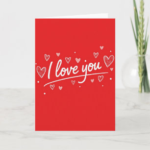 Eenvoudige Glitter I Love You Hartjes Kaart