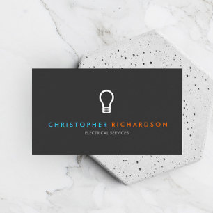 Eenvoudige gloeilamp contrasterende tekst elektric visitekaartje