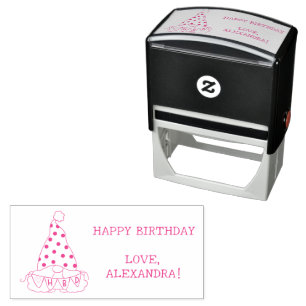Eenvoudige Gnome Happy Birthday Banner Zelfinktende Stempel