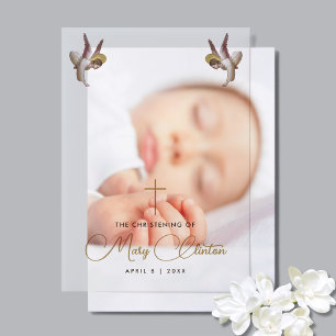 Eenvoudige Godsdienstige Baby Eerste Communie Doop Vellum Uitnodigingen