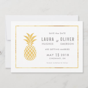 Eenvoudige Gold-ananas Sla de datumkaarten op Save The Date