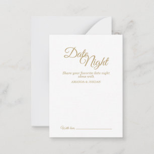 Eenvoudige Gold Calligraphy Date Night Advice Kaar Advieskaart