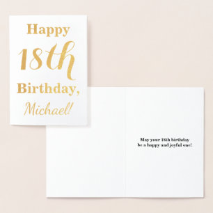 Eenvoudige Gold Foil 18e verjaardag + aangepaste n Folie Kaarten