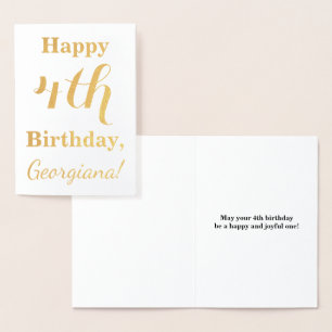 Eenvoudige Gold Foil 4e verjaardag + aangepaste na Folie Kaarten