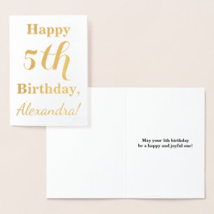 Eenvoudige Gold Foil 5th Birthday + aangepaste naa Folie Kaarten