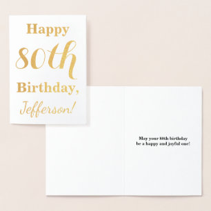 Eenvoudige Gold Foil 80th Birthday + aangepaste na Folie Kaarten