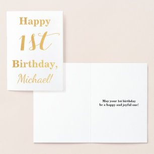 Eenvoudige Gold Foil, eerste verjaardag + aangepas Folie Kaarten