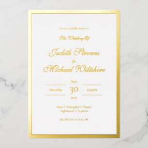 Eenvoudige Gold Foil White Weddenschap Folie Folie Uitnodiging