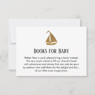 Eenvoudige Gold Glitter Sailboat Book Request Kaar Kaart
