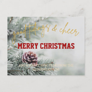 Eenvoudige Gold Glitter Script-Kaart voor kerstmis Feestdagenkaart