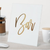 Eenvoudige Gold Handwrite Typografie Bar Reclamebord Met Voetstuk (Insitu)