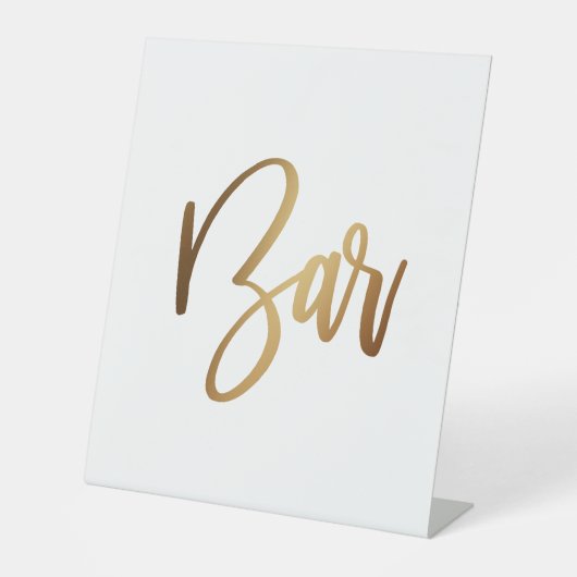 Eenvoudige Gold Handwrite Typografie Bar Reclamebord Met Voetstuk (Voorkant)