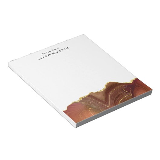 Eenvoudige Gold Red Agate Marble Persoonlijke lapt Notitieblok (Schuin)