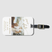 Eenvoudige Gold Script Calligraphy Photo Save the Bagagelabel (Voorkant (horizontaal))