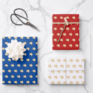 Eenvoudige Gold Star op blauw, rood, wit, achtergr Inpakpapier Vel