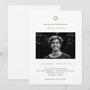 Eenvoudige Gold Star van David Foto Bar Mitzvah Kaart