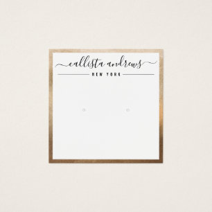 Eenvoudige Gold White Cursive Earring Display Kaar Vierkante Visitekaartjes