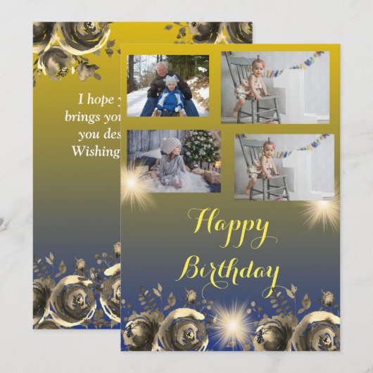  Eenvoudige Golden-verjaardagskaart Kaart (Voorkant / Achterkant)